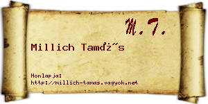 Millich Tamás névjegykártya
